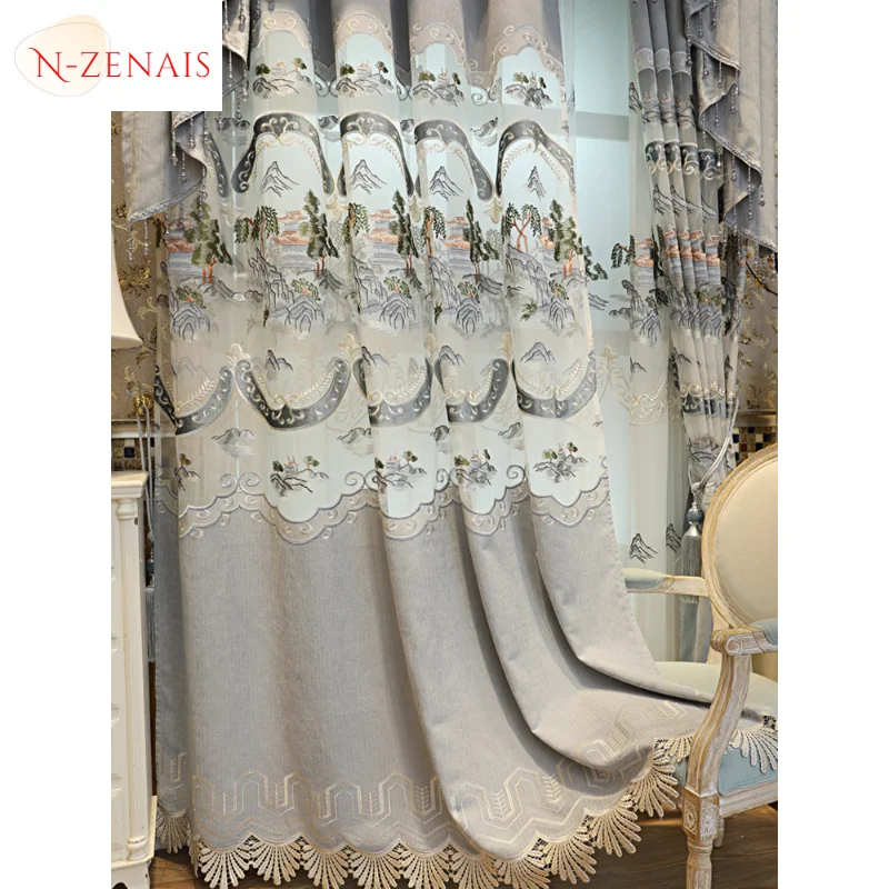European Landscape Hollow Embroidered Luxury Curtains for Living Room Bedroom Dining Blackout New Chinese Gray Valance Tulle
European Landscape Hollow Embroidered Luxury Curtains for Living Room Bedroom Dining Blackout New Chinese Gray Valance Tulle