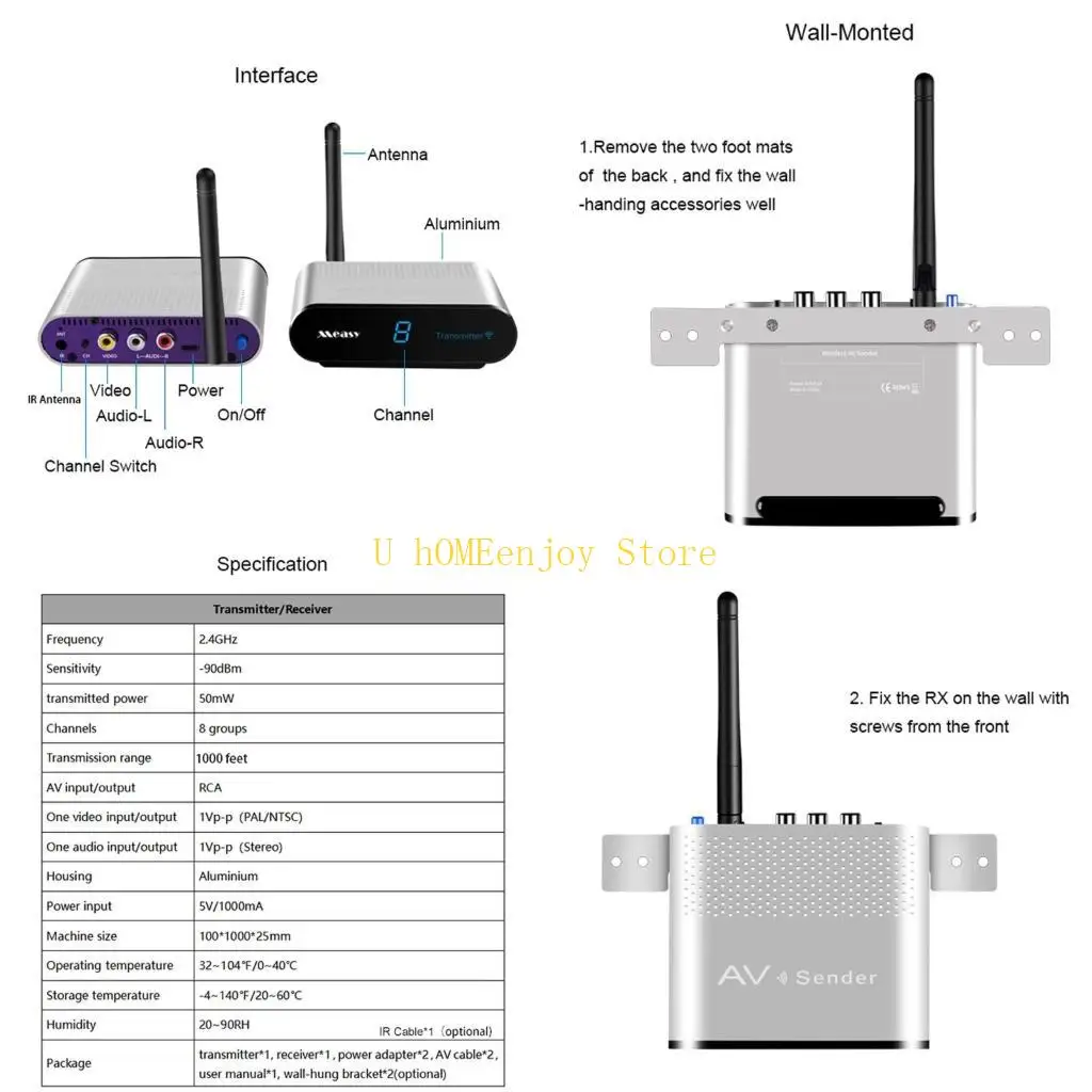B0KF 2.4GHz RCA AV Sender Receiver Video Wireless Transmitter IR Remote
B0KF 2.4GHz RCA AV Sender Receiver Video Wireless Transmitter IR Remote
