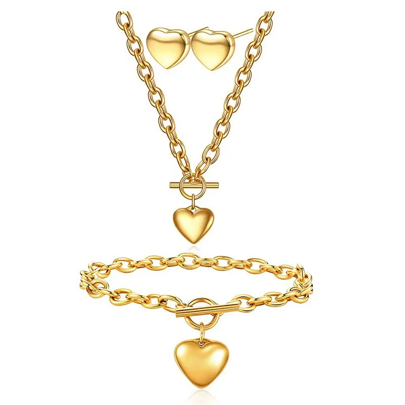 316l Stainless Steel Love Heart Necklace Bracelet Earrings Jewelry Sets For Women Engagement Wedding Party Chain Fashion Gifts
316l Stainless Steel Love Heart Necklace Bracelet Earrings Jewelry Sets For Women Engagement Wedding Party Chain Fashion Gifts