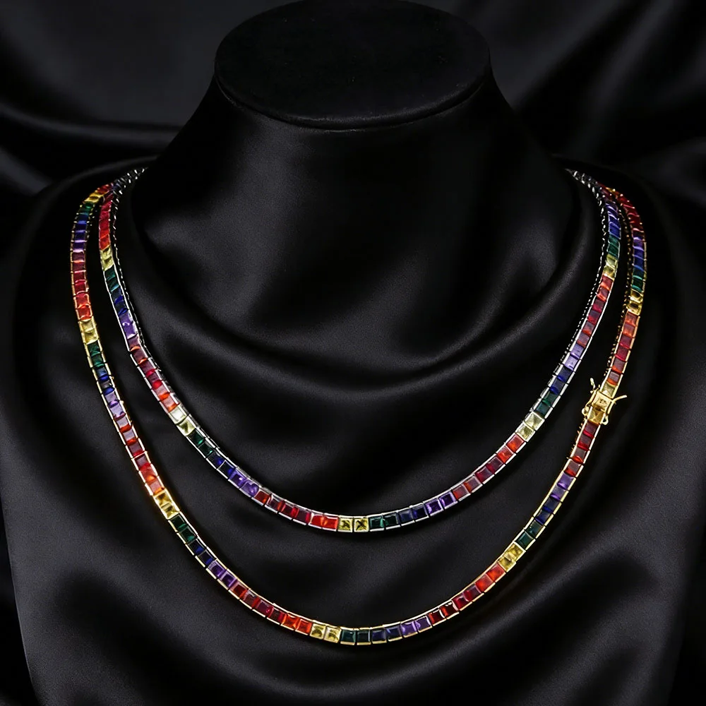HHIOK 4mm Stock Rainbow Colored Gemstone Tennis Chain Iced Square AAAAA Cubic Zirconia Gold Plated Exquisite Jewelry Necklace
HHIOK 4mm Stock Rainbow Colored Gemstone Tennis Chain Iced Square AAAAA Cubic Zirconia Gold Plated Exquisite Jewelry Necklace