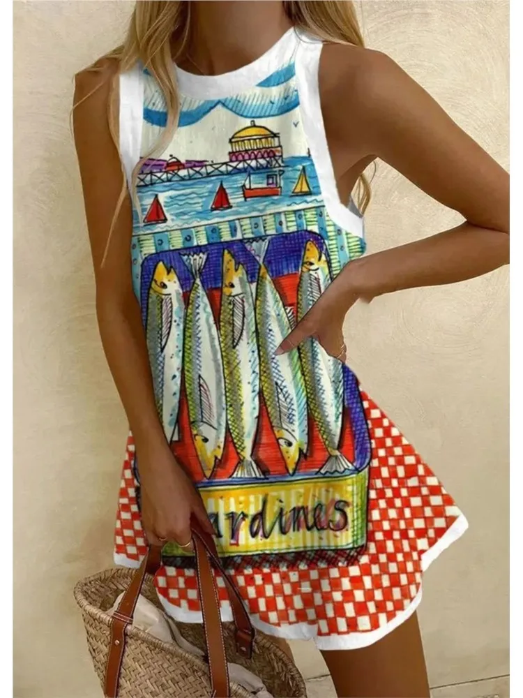Summer Sweet Printed Dress For Women Casual O Neck Sleeveless Loose Mini Dresses 2025 Women's Holiday Vacation Beach Sundress
Summer Sweet Printed Dress For Women Casual O Neck Sleeveless Loose Mini Dresses 2025 Women's Holiday Vacation Beach Sundress