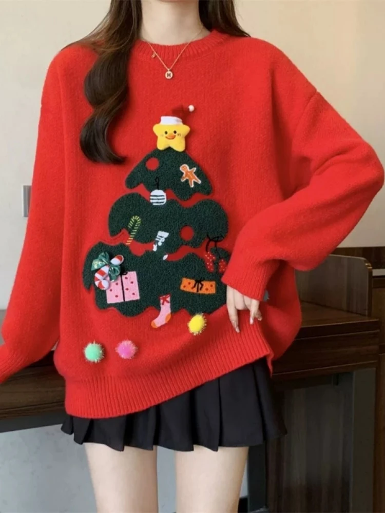Christmas Women's Knit Sweater Autumn/Winter New Round Neck 3D Decorative Pullover Fashion Atmosphere Sense Girls Outdoor Wear
Christmas Women's Knit Sweater Autumn/Winter New Round Neck 3D Decorative Pullover Fashion Atmosphere Sense Girls Outdoor Wear