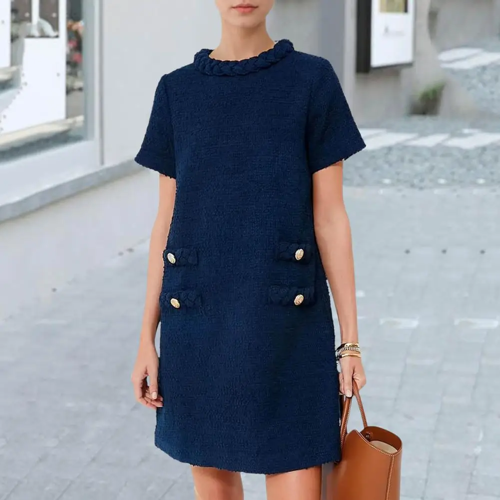 Women Loose Fit Dress Vintage A-line Mini Dress with Button Decor Back Zipper Closure for Women Short Sleeves Solid Color Round
Women Loose Fit Dress Vintage A-line Mini Dress with Button Decor Back Zipper Closure for Women Short Sleeves Solid Color Round