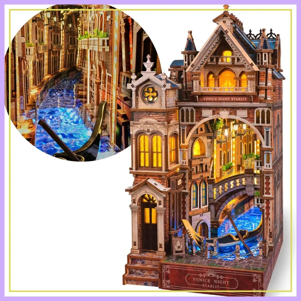 Venice Night Starlit Book Nook Kit – LED 3D Wood Puzzle with Infinity Mirror – DIY Bookshelf Decor, Miniature Craft Gift
Venice Night Starlit Book Nook Kit – LED 3D Wood Puzzle with Infinity Mirror – DIY Bookshelf Decor, Miniature Craft Gift