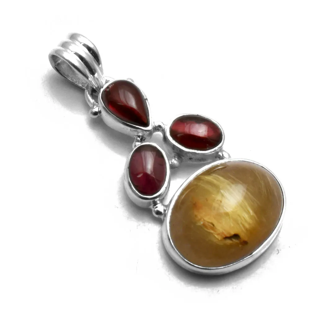 Genuine Golden Rutile + Rubellite Pendant 925 Sterling Silver, Women Jewelry Gift , 35 mm, AP9071
Genuine Golden Rutile + Rubellite Pendant 925 Sterling Silver, Women Jewelry Gift , 35 mm, AP9071