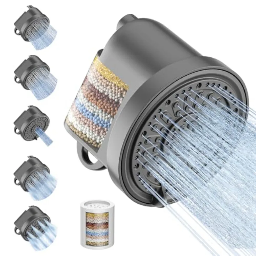 Filtered Shower Head with 30 Stage Water Softener Filter 6 Inch High Pressure Showerhead for Hard Water 5 Spray Modes to Remove
Filtered Shower Head with 30 Stage Water Softener Filter 6 Inch High Pressure Showerhead for Hard Water 5 Spray Modes to Remove