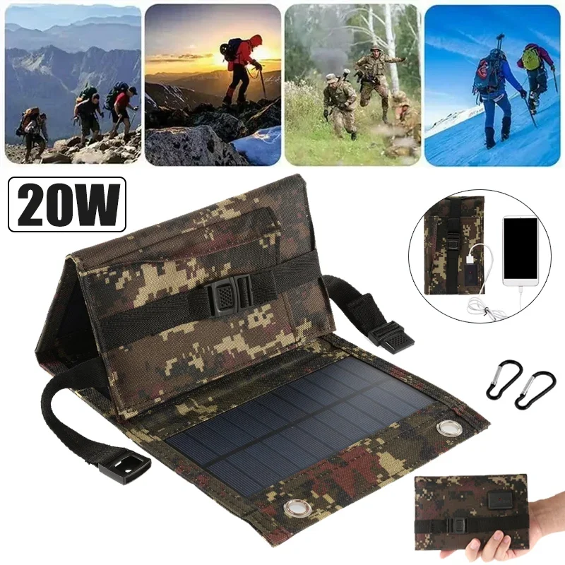 20W Foldable Solar Panel Charger Waterproof Solar Plate 5V USB Safe Charge Cell Solar Phone Charger for Outdoor Camping Hiking
20W Foldable Solar Panel Charger Waterproof Solar Plate 5V USB Safe Charge Cell Solar Phone Charger for Outdoor Camping Hiking