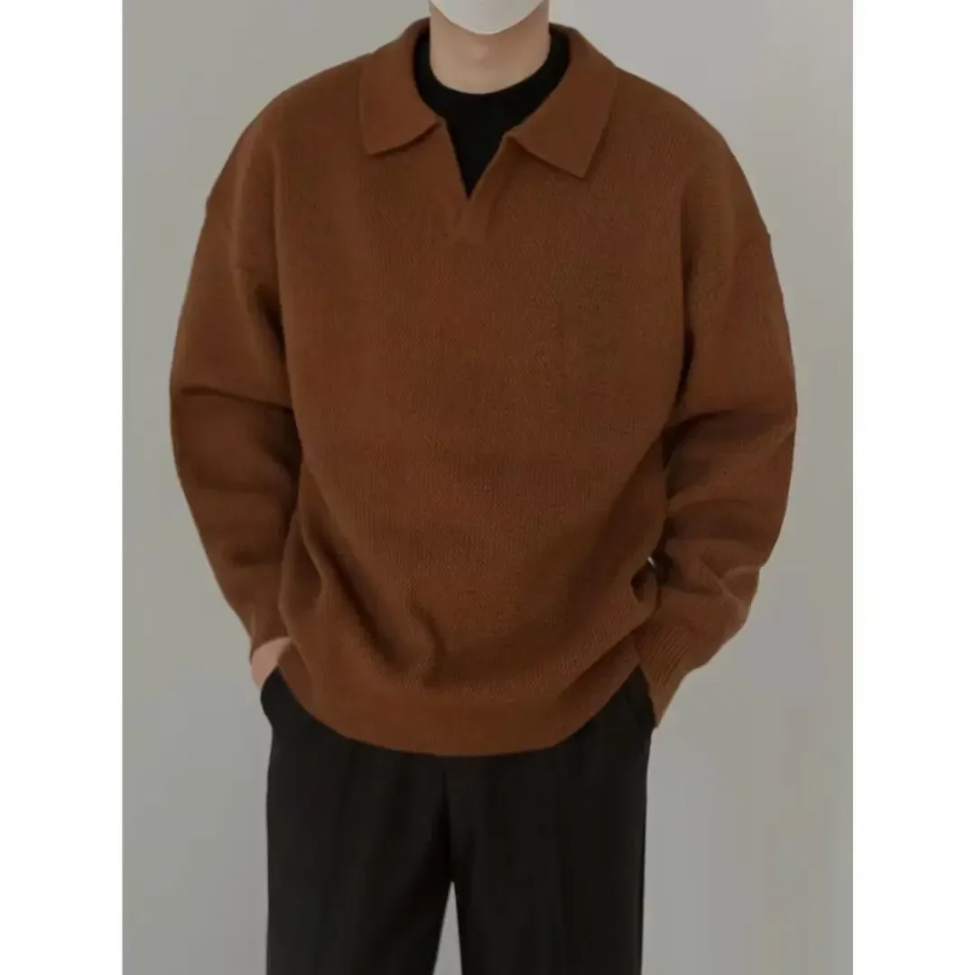 Men Polo Collar Knitted Sweater Long Sleeve Pullovers Loose Fit Jumpers Solid Streetwear Sweaters 2025 Male Winter Slight Strech
Men Polo Collar Knitted Sweater Long Sleeve Pullovers Loose Fit Jumpers Solid Streetwear Sweaters 2025 Male Winter Slight Strech