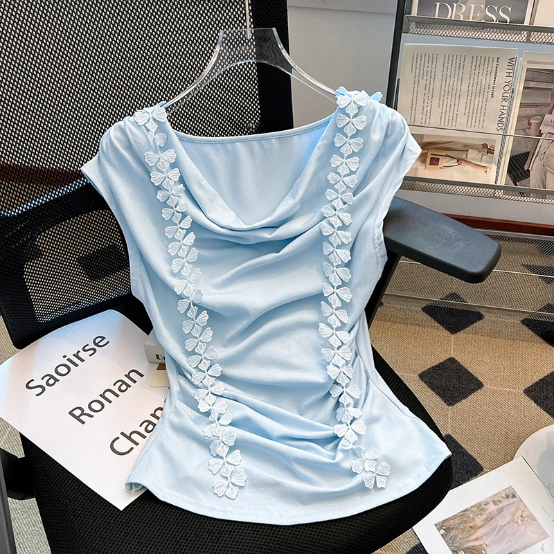 2025 New Casual Summer T-shirt Water-Soluble Flower Shirt Slim Sweet Short Sleeve Women Tops
2025 New Casual Summer T-shirt Water-Soluble Flower Shirt Slim Sweet Short Sleeve Women Tops