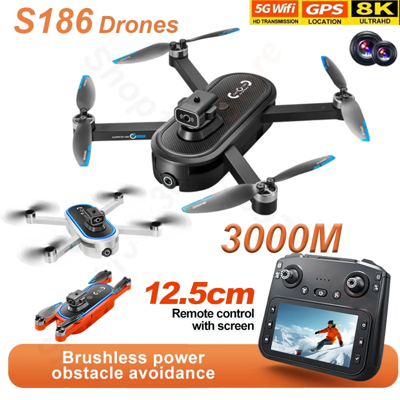 Дрон 2025 S186, 8K, 5G, GPS-камера, бесщеточный складной квадрокоптер с большим экраном, HD-двойная камера для аэрофотосъемки, детский подарок
Дрон 2025 S186, 8K, 5G, GPS-камера, бесщеточный складной квадрокоптер с большим экраном, HD-двойная камера для аэрофотосъемки, детский подарок