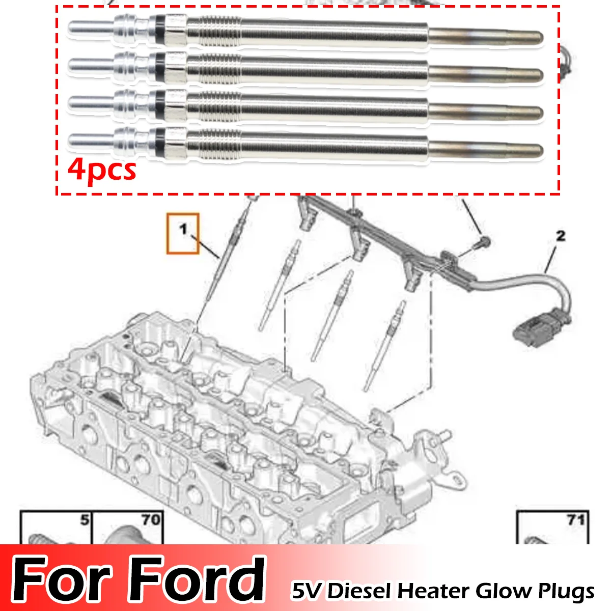 4PCS Diesel Heater Nickel Plating Glow Plugs 5V For Ford B-Max C-Max Ecosport Focus Galaxy S-Max Transit Connect 1682276 1703269
4PCS Diesel Heater Nickel Plating Glow Plugs 5V For Ford B-Max C-Max Ecosport Focus Galaxy S-Max Transit Connect 1682276 1703269