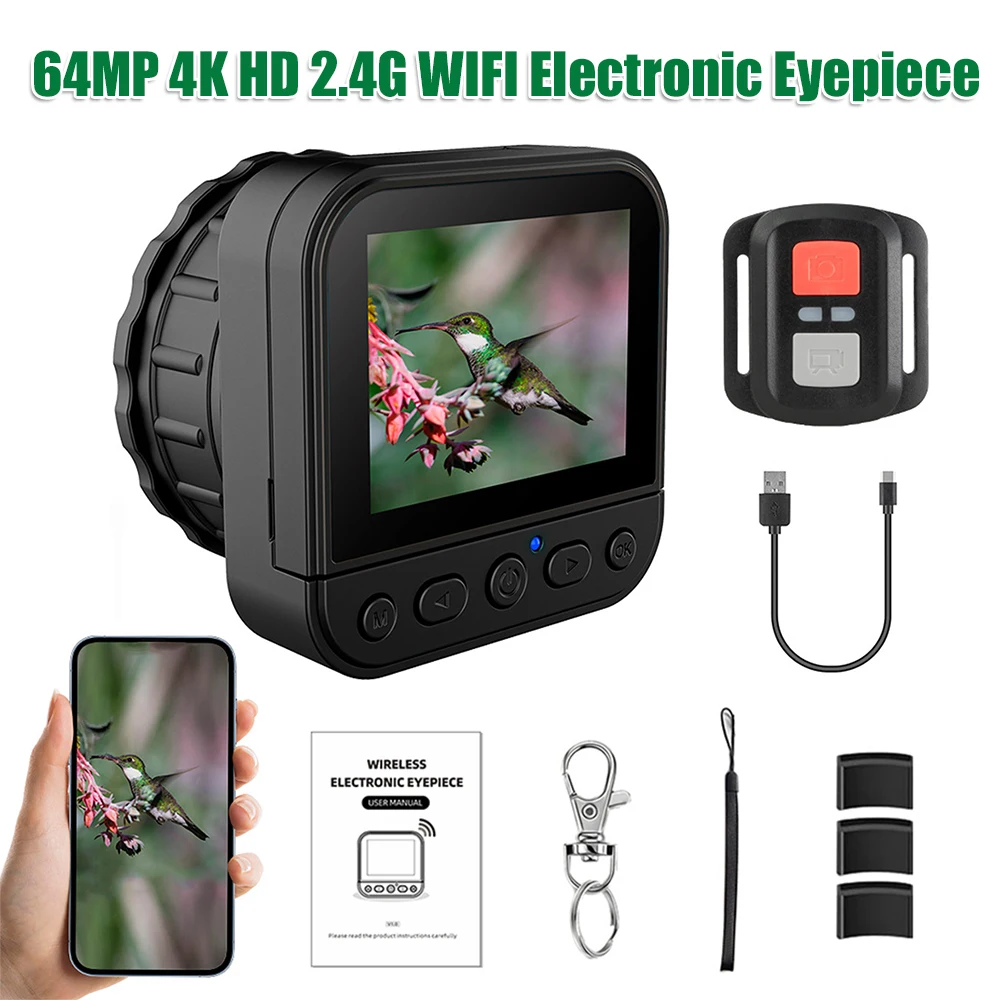 64MP 4K HD 2.4G WIFI Universal Eyepiece Monocular Camera Portable Lightweight for Astrophotography Enthusiast Bird Watching
64MP 4K HD 2.4G WIFI Universal Eyepiece Monocular Camera Portable Lightweight for Astrophotography Enthusiast Bird Watching
