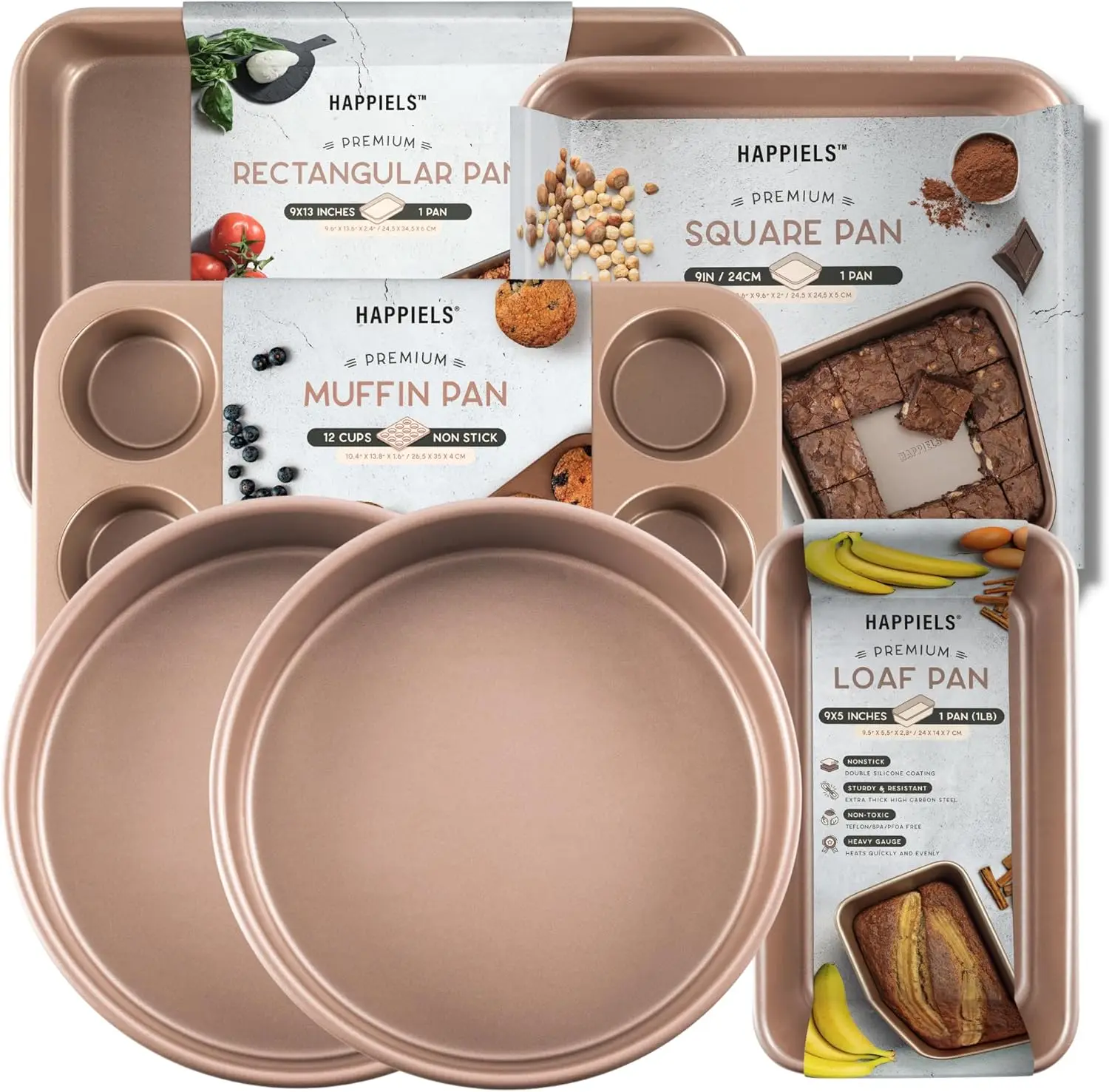 Passionate Baker PFOA free Nonstick Baking Pans Bundle of 6 items: 9 inch Round Cake Pans, 9 x 13 inch Cake Baking Pan,
Passionate Baker PFOA free Nonstick Baking Pans Bundle of 6 items: 9 inch Round Cake Pans, 9 x 13 inch Cake Baking Pan,