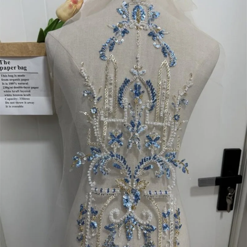 Heavy Work Embroidery Lace Appliques New Blue And Gold Beaded Sequined Pearl Fabric Patches For Wedding Dress DIY
Heavy Work Embroidery Lace Appliques New Blue And Gold Beaded Sequined Pearl Fabric Patches For Wedding Dress DIY