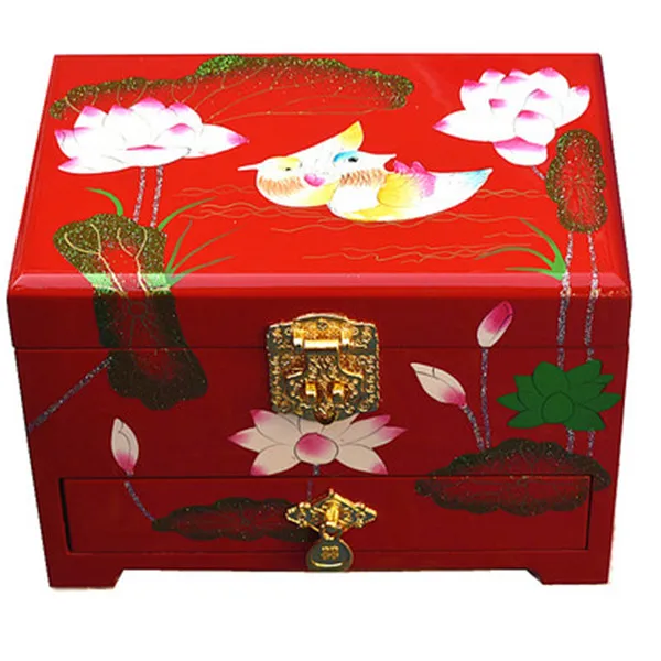 Chinese Handmade Wood Jewelry Box 3 Layer with Mirror Lotus Couple Painting Wedding Storage Display Box Gift Container Case
Chinese Handmade Wood Jewelry Box 3 Layer with Mirror Lotus Couple Painting Wedding Storage Display Box Gift Container Case