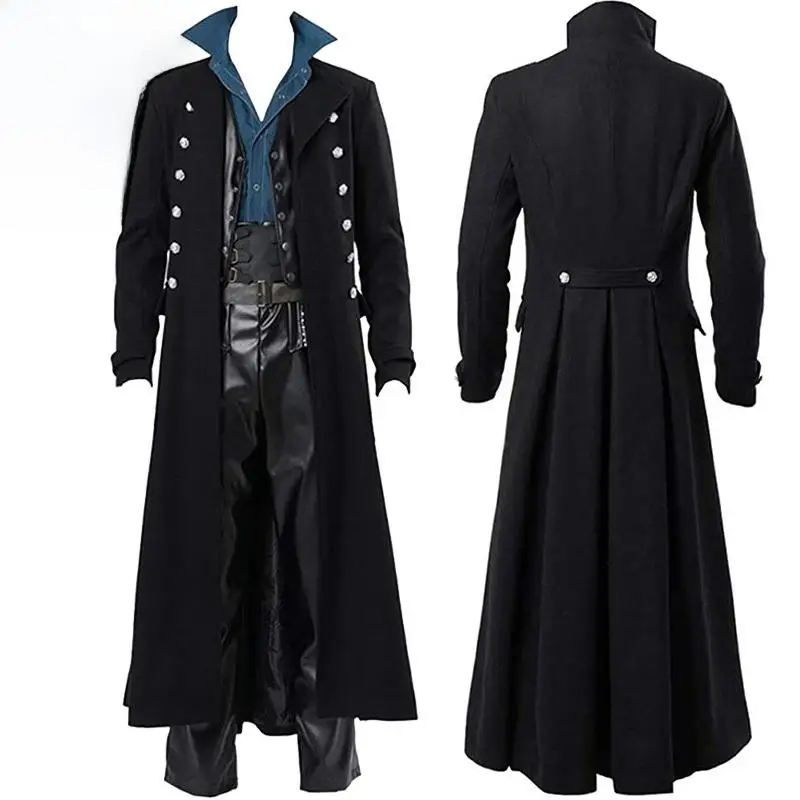 Gothic Sle Long Coat Men's loween Cosplay Set Double Row Buttons Punk Casual Outerwear Autumn Season Special Wide Fit
Gothic Sle Long Coat Men's loween Cosplay Set Double Row Buttons Punk Casual Outerwear Autumn Season Special Wide Fit