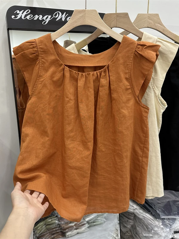 Slimming Pure Color Shirt with Puff Sleeves And Lace Hem Large Size Cotton Linen Doll Top Women's Summer New Style Casual Shirt
Slimming Pure Color Shirt with Puff Sleeves And Lace Hem Large Size Cotton Linen Doll Top Women's Summer New Style Casual Shirt