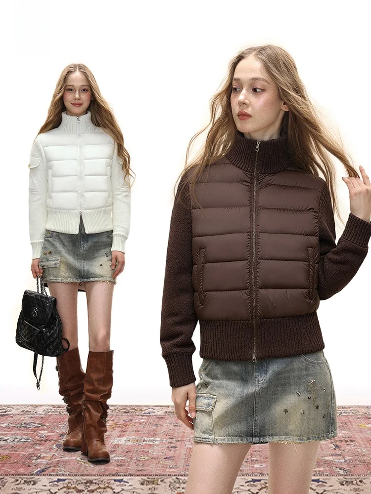 Женская зимняя куртка из хлопка с воротником-стойкой и вязаными вставками в стиле пэчворк, приталенная, теплая, однотонная, в американском стиле
Женская зимняя куртка из хлопка с воротником-стойкой и вязаными вставками в стиле пэчворк, приталенная, теплая, однотонная, в американском стиле