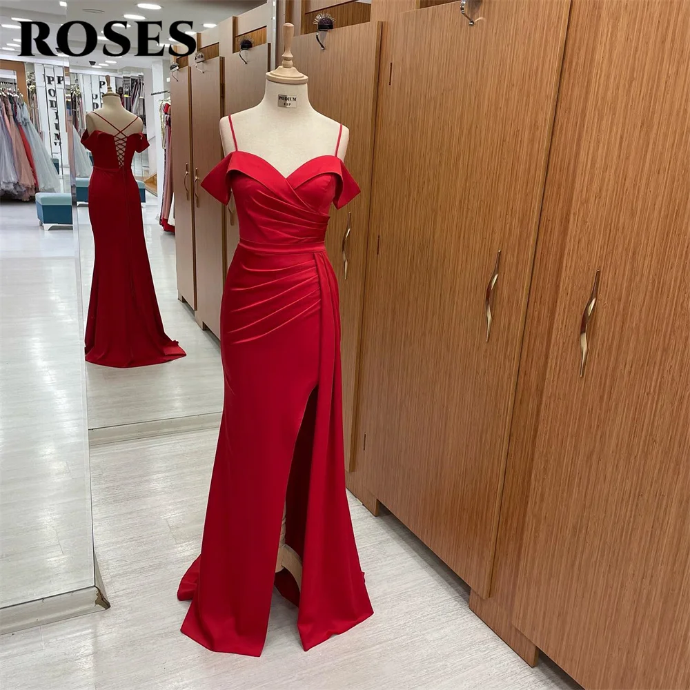 ROSES Spaghetti Strap Evening Dress Off Shoulder Charming Prom Dress Stain Mermaid Sexy Party Dress with Split vestidos de noche
ROSES Spaghetti Strap Evening Dress Off Shoulder Charming Prom Dress Stain Mermaid Sexy Party Dress with Split vestidos de noche