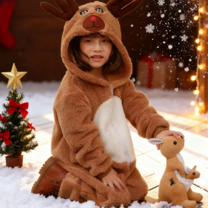 Рождественский семейный костюм животного для родителей и детей с оленями, домашняя одежда из кораллового флиса, одинаковый наряд
Рождественский семейный костюм животного для родителей и детей с оленями, домашняя одежда из кораллового флиса, одинаковый наряд