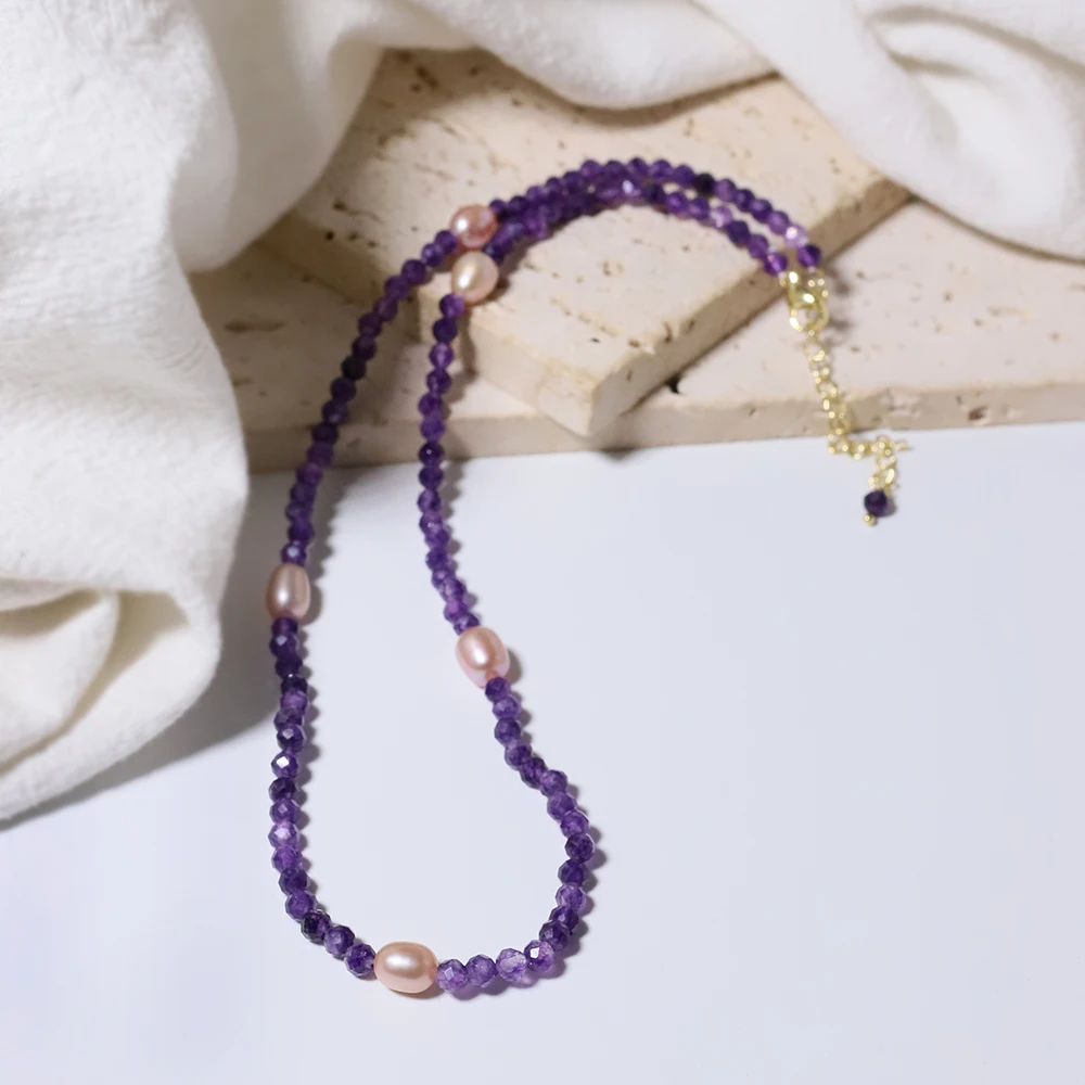 Natural freshwater pearl multi-faceted amethyst necklace Korean Style Women Luxury Jewelry Fashion Ladies and Girls Gift GN0672
Natural freshwater pearl multi-faceted amethyst necklace Korean Style Women Luxury Jewelry Fashion Ladies and Girls Gift GN0672
