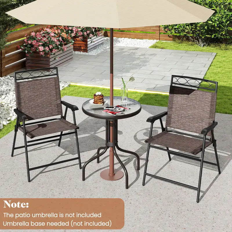 3 Pieces Outdoor Bistro Dining Furniture Set with 1.57 Inch Umbrella Hole
3 Pieces Outdoor Bistro Dining Furniture Set with 1.57 Inch Umbrella Hole