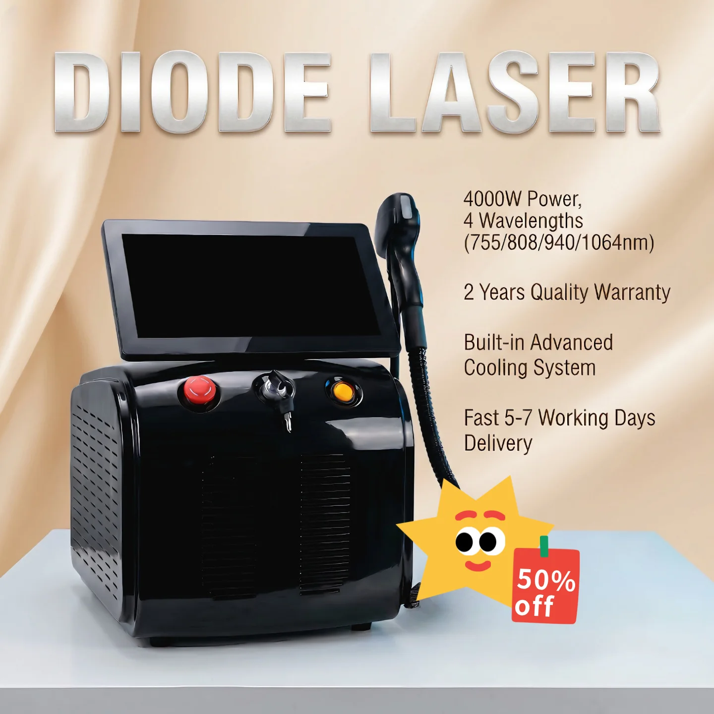 Diode Laser Hair Removal Portable Soprano Laser Hair Remover 4000W 4 Wavelengths Skin Detection Painless All Skin Types Professi
Diode Laser Hair Removal Portable Soprano Laser Hair Remover 4000W 4 Wavelengths Skin Detection Painless All Skin Types Professi