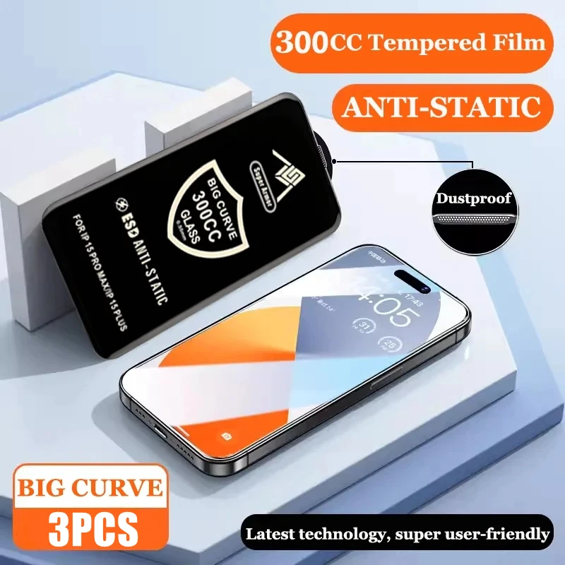 NEW 300CC Big Curve Tempered Glass For iPhone 15 13 11 12 14 Pro Max ESD Anti-Static Screen Protector For iPhone XS XR X 15 Plus
NEW 300CC Big Curve Tempered Glass For iPhone 15 13 11 12 14 Pro Max ESD Anti-Static Screen Protector For iPhone XS XR X 15 Plus