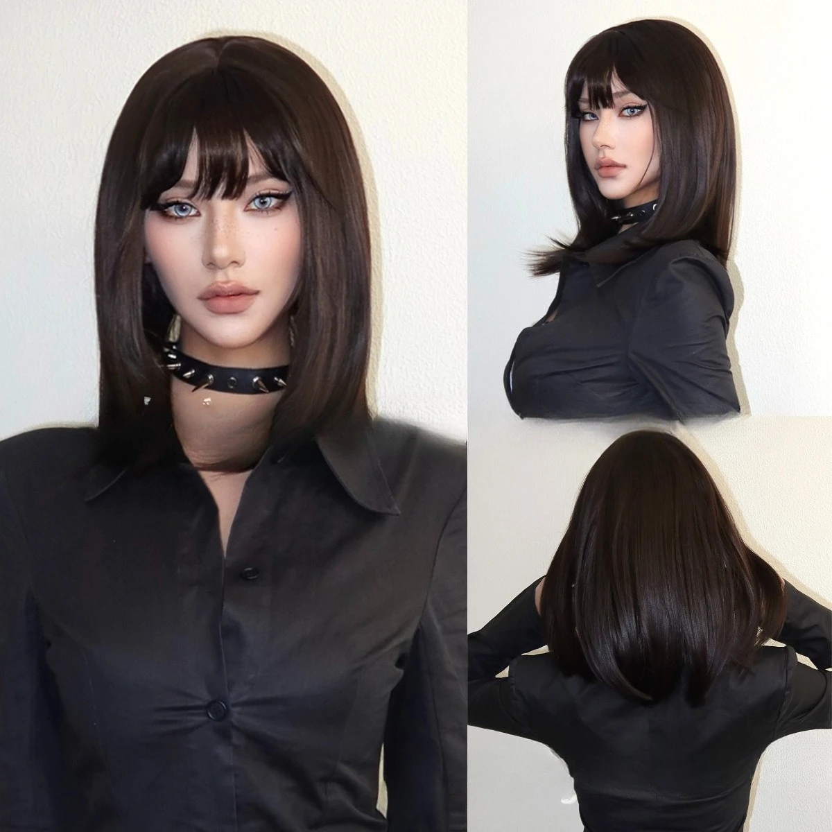 European and American sandalwood brown bangs wig shoulder length layered straight hair
European and American sandalwood brown bangs wig shoulder length layered straight hair
