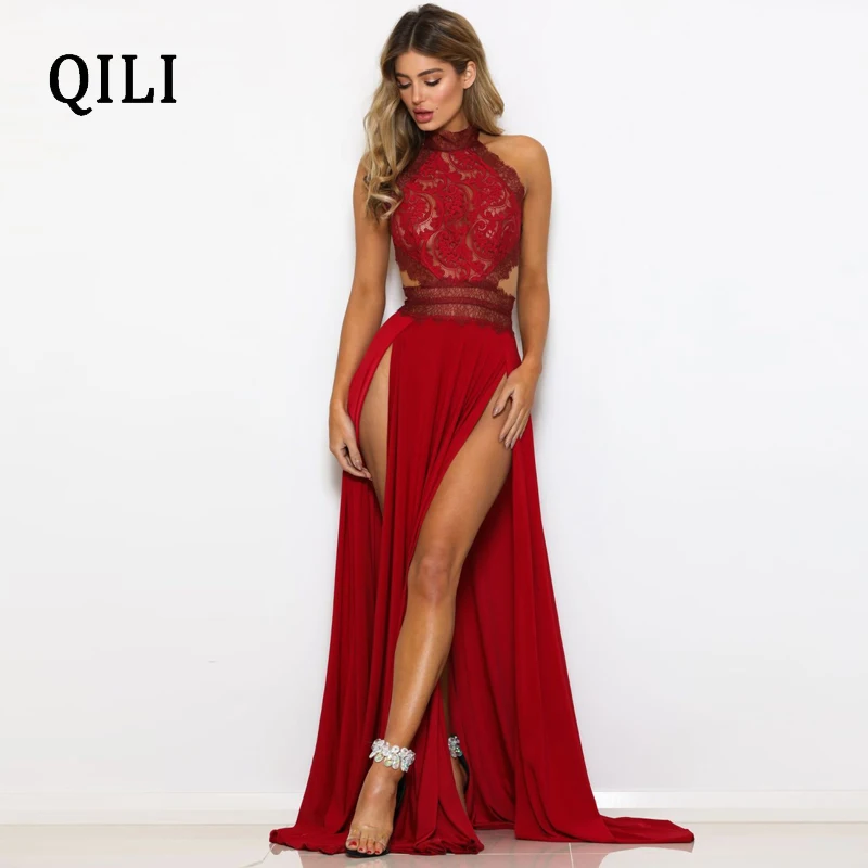 QILI-Black Red Lace Long Maxi Dress for Women, Backless Split, Sexy Party Club Dresses, Elegant Ladies Back Cross Female Robe
QILI-Black Red Lace Long Maxi Dress for Women, Backless Split, Sexy Party Club Dresses, Elegant Ladies Back Cross Female Robe