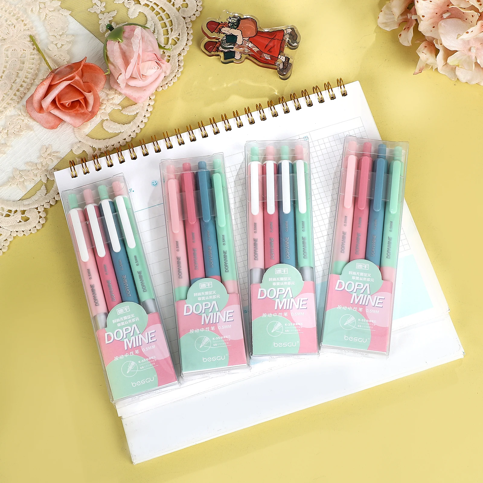4 Pcs/set Dopamine Color Press Gel Pen Set 0.5mm Black Write Smoothly Creative DIY Journal Student Supplies Stationery
4 Pcs/set Dopamine Color Press Gel Pen Set 0.5mm Black Write Smoothly Creative DIY Journal Student Supplies Stationery