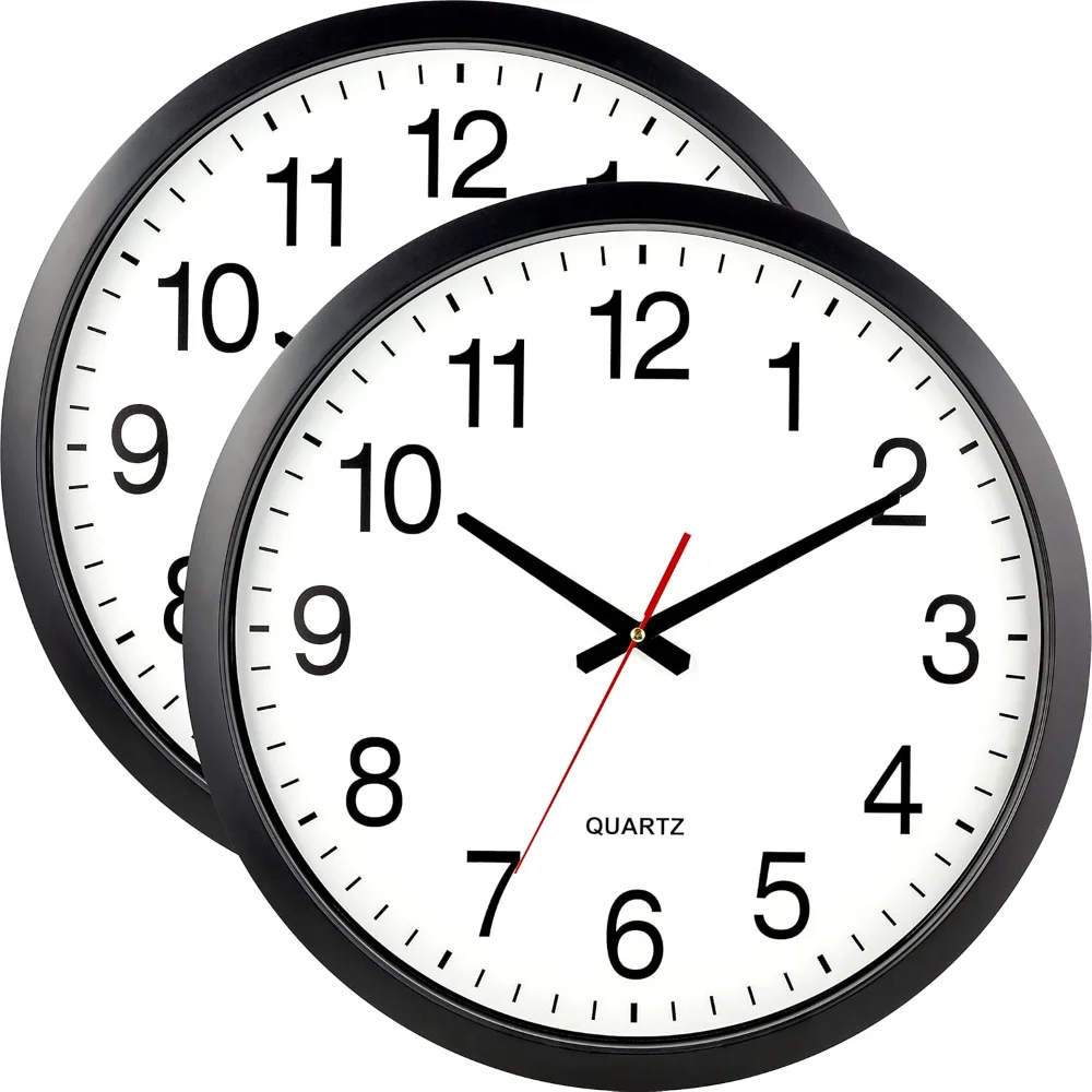Black Wall Clock Silent Non Ticking - XL 18 Inch, Set of Two Quality Quartz Battery Operated Round Wall Clocks
Black Wall Clock Silent Non Ticking - XL 18 Inch, Set of Two Quality Quartz Battery Operated Round Wall Clocks