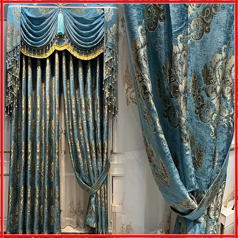 European Chenille Blue Embroidered Valance Luxury Curtains for Living Room Bedroom Dining Blackout Custom Size Tulle Window
European Chenille Blue Embroidered Valance Luxury Curtains for Living Room Bedroom Dining Blackout Custom Size Tulle Window