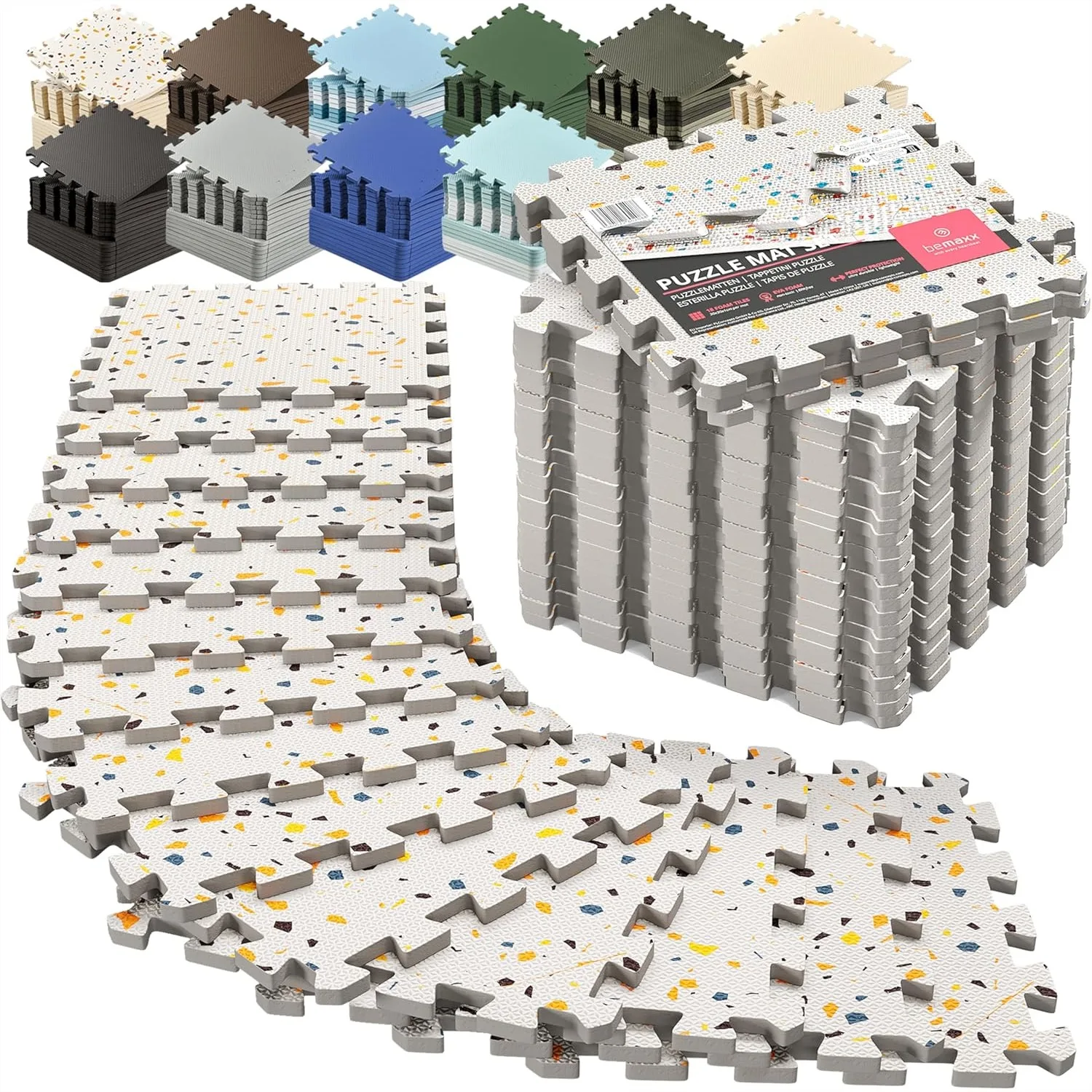 18-Pack EVA Interlocking Foam Floor Tiles for Home Gym Workout Mats, 12.6x12.6x0.4 Inch Puzzle Mat for Garage
18-Pack EVA Interlocking Foam Floor Tiles for Home Gym Workout Mats, 12.6x12.6x0.4 Inch Puzzle Mat for Garage