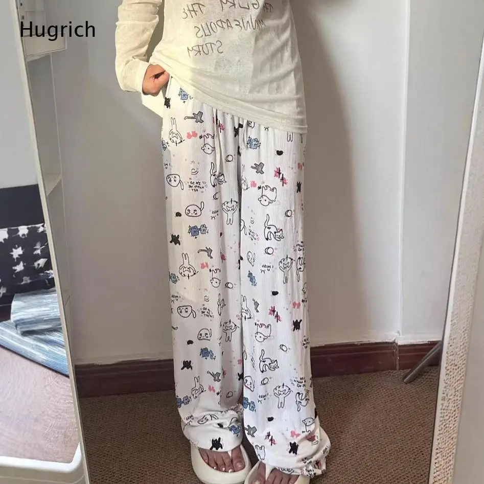 High Waist White Cartoon Print Wide Leg Trousers Elastic Waist Drawstring Casual Pants with Pockets for Streetwear
High Waist White Cartoon Print Wide Leg Trousers Elastic Waist Drawstring Casual Pants with Pockets for Streetwear