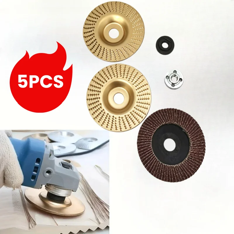 Woodworking Sanding Disc Set of 5 Pieces, Suitable for 4inch Angle Grinder Conversion to Wood Carving, Includes 2 Clamping Plates and 1 Flap Disc, Wood Carving and Polishing Tool Set
Woodworking Sanding Disc Set of 5 Pieces, Suitable for 4inch Angle Grinder Conversion to Wood Carving, Includes 2 Clamping Plates and 1 Flap Disc, Wood Carving and Polishing Tool Set