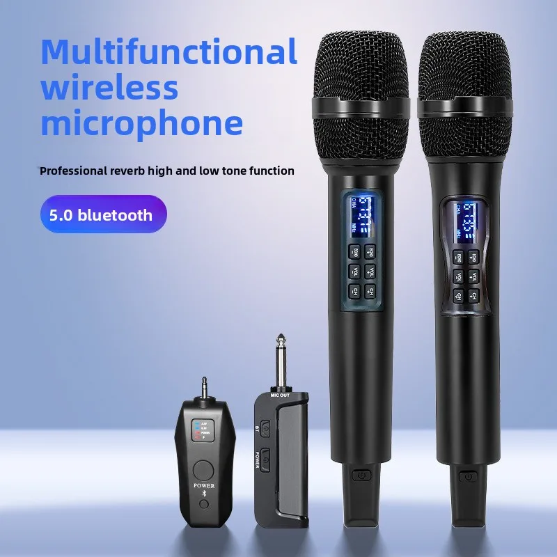 Aluminum Handheld Wireless Mic UHF Dual-Channel with Bluetooth 20-30M Range Studio Reverb for Home/Stage Singing
Aluminum Handheld Wireless Mic UHF Dual-Channel with Bluetooth 20-30M Range Studio Reverb for Home/Stage Singing