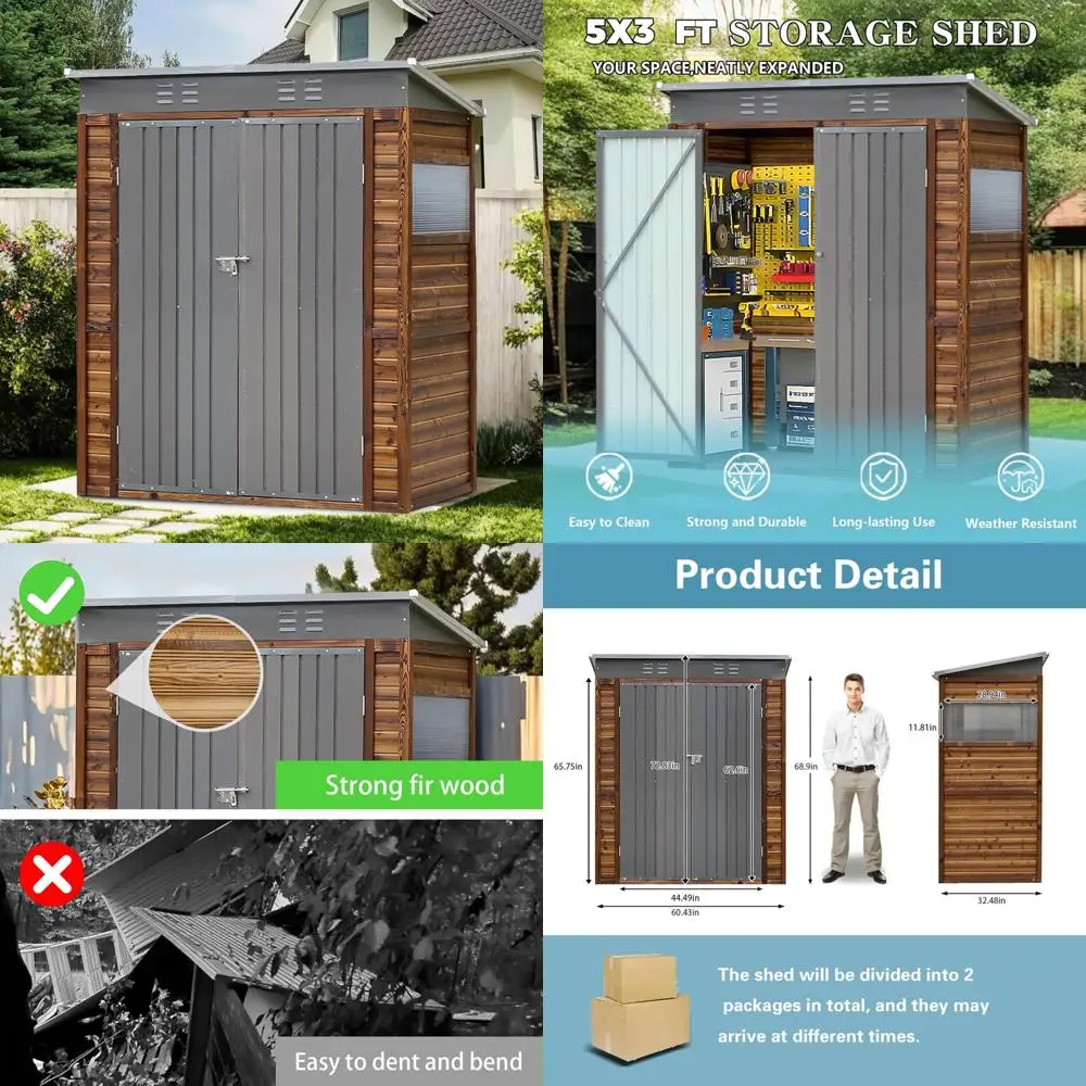 Outdoor Wood Storage Shed for Garden Tools, Weatherproof Backyard Storage, Suitable for Patio and Garden Use
Outdoor Wood Storage Shed for Garden Tools, Weatherproof Backyard Storage, Suitable for Patio and Garden Use