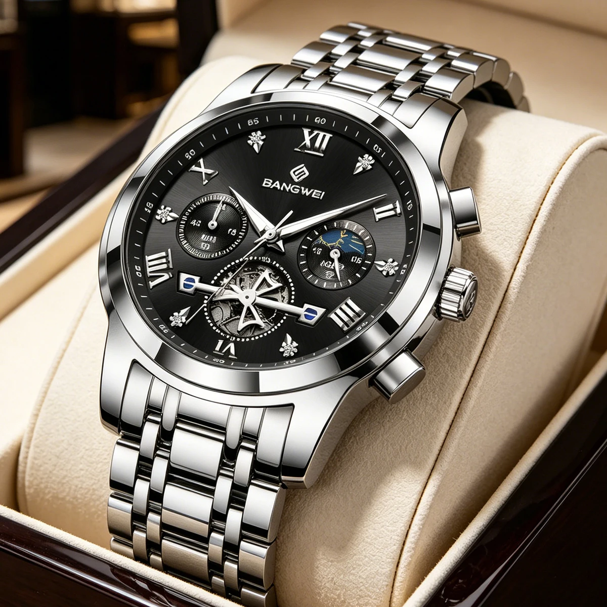 LIGE Quartz Watch for Men Flywheel Skeleton Chronograph Moon Phase Multifunctional Stainless steel Men's Wristwatches
LIGE Quartz Watch for Men Flywheel Skeleton Chronograph Moon Phase Multifunctional Stainless steel Men's Wristwatches