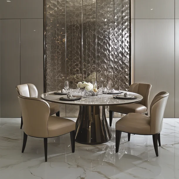 New Modern Home Furniture Dinning Room Set 6 Seater Leather Upholstery Round Wooden Dining Tables and Chairs for Restaurant
New Modern Home Furniture Dinning Room Set 6 Seater Leather Upholstery Round Wooden Dining Tables and Chairs for Restaurant