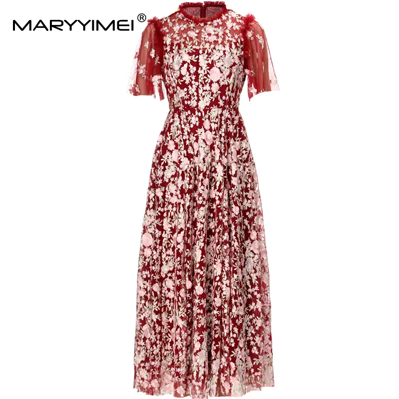 MARYYIMEI Elegant Spring Summer Party Dress Women High waist Embroidery Design Fashion Short Sleeve Big Swing S-3XL Dresses
MARYYIMEI Elegant Spring Summer Party Dress Women High waist Embroidery Design Fashion Short Sleeve Big Swing S-3XL Dresses