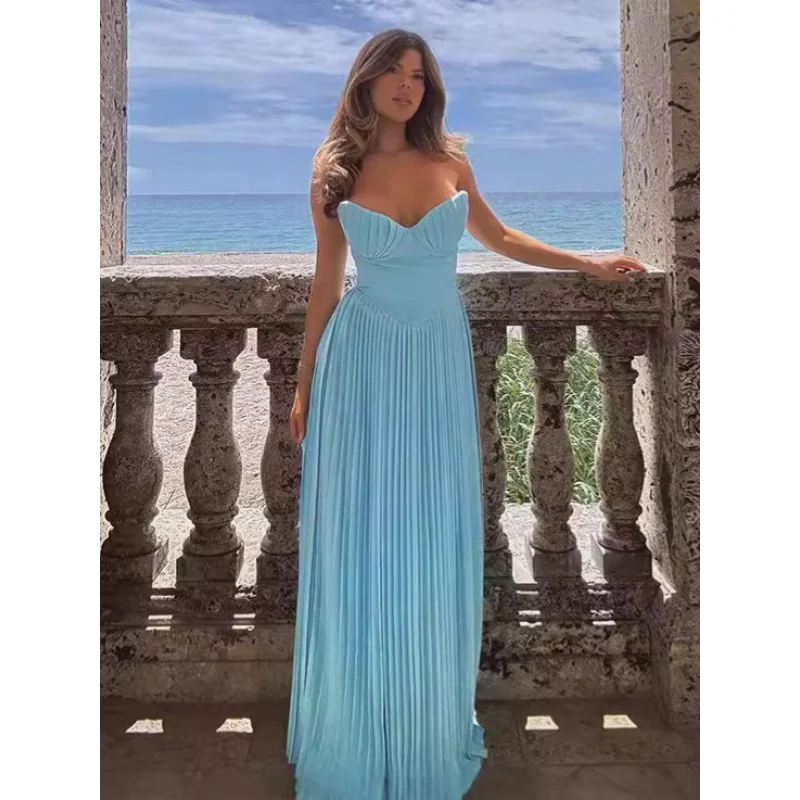 2025 Summer New Female TemperamentVPleated Strapless Long Slim Fit Backless Dress for Women E001
2025 Summer New Female TemperamentVPleated Strapless Long Slim Fit Backless Dress for Women E001
