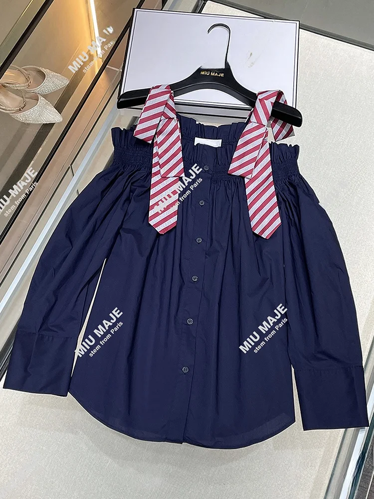 High-End French Sle irt Dr with Bow Tie Striped Off-oulder Strap Long Sve Women's Clothing Straight Cut
High-End French Sle irt Dr with Bow Tie Striped Off-oulder Strap Long Sve Women's Clothing Straight Cut