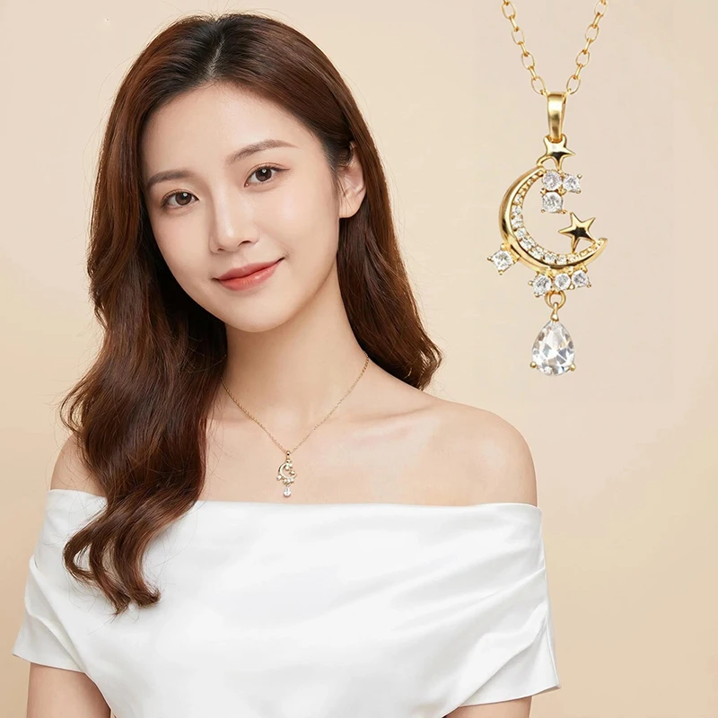 Hot sale Fashionable Moon Micro-inlaid White Tassel Hexagonal Star Necklace Classic Stainless Steel Versatile Clavicle Chain
Hot sale Fashionable Moon Micro-inlaid White Tassel Hexagonal Star Necklace Classic Stainless Steel Versatile Clavicle Chain