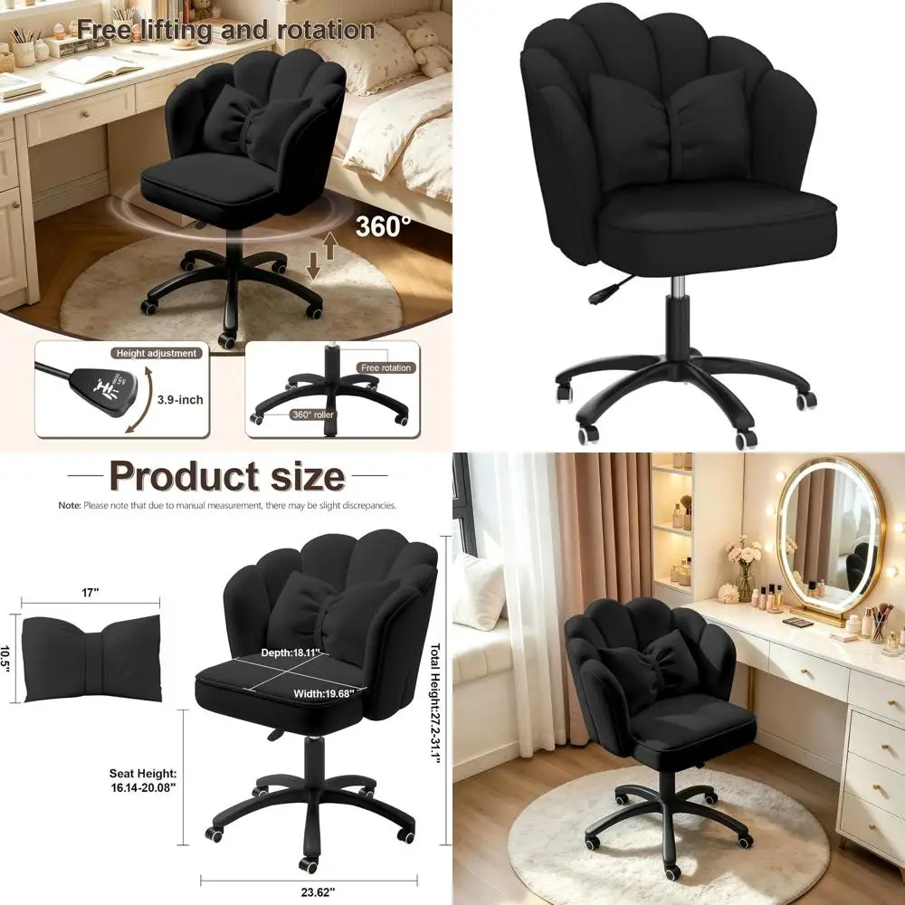 Velvet Bow Cushion Swivel Chair with Wheels, Upholstered Desk Chair for Home Office, Women's Vanity Chair for Bedroom or Living
Velvet Bow Cushion Swivel Chair with Wheels, Upholstered Desk Chair for Home Office, Women's Vanity Chair for Bedroom or Living