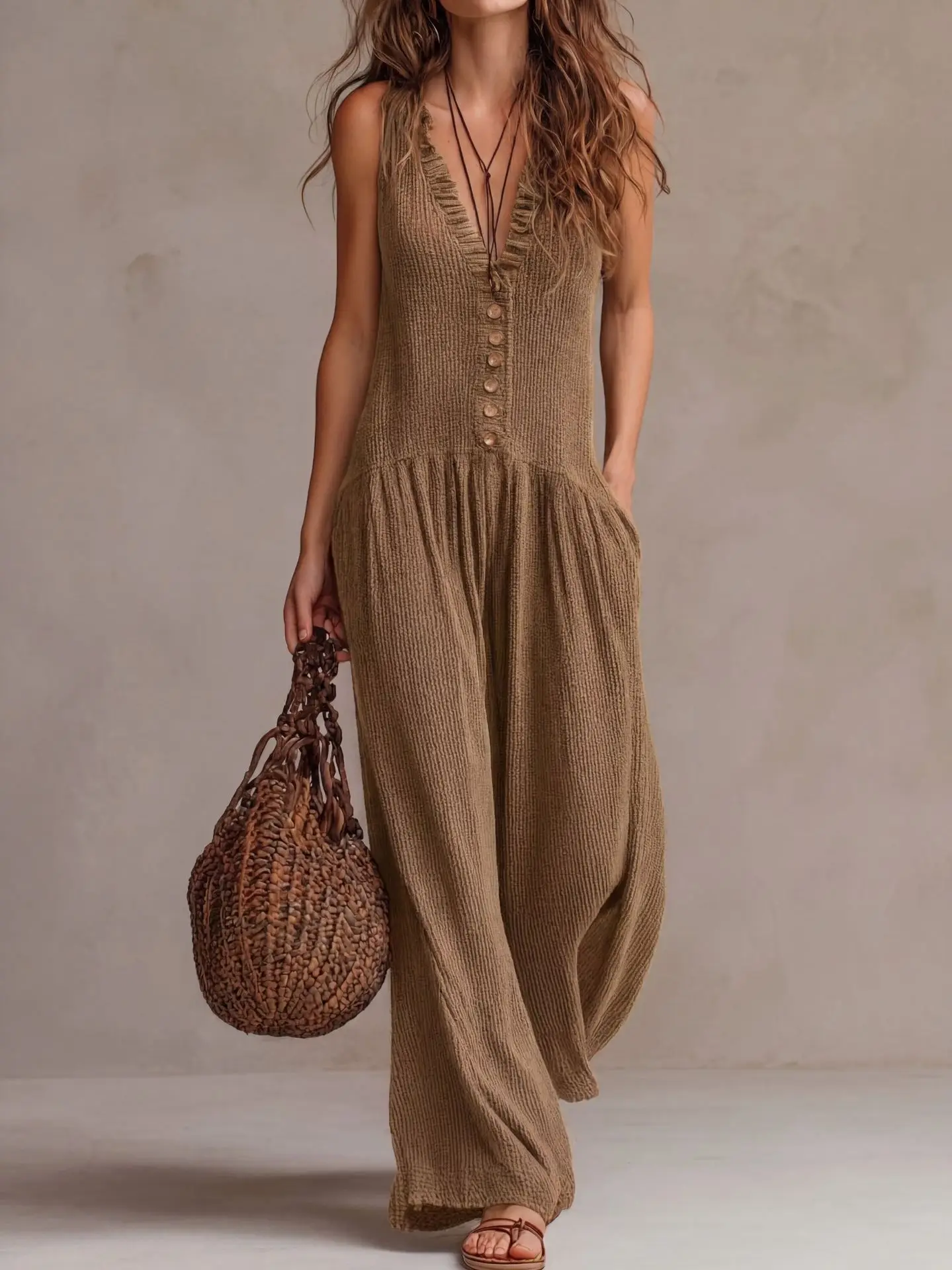 2026 new Women Summer V Neck Sleeveless Chic Playsuits Casual Loose elegant Jumpsuits with Pockets Bodysuit Female Clothes
2026 new Women Summer V Neck Sleeveless Chic Playsuits Casual Loose elegant Jumpsuits with Pockets Bodysuit Female Clothes
