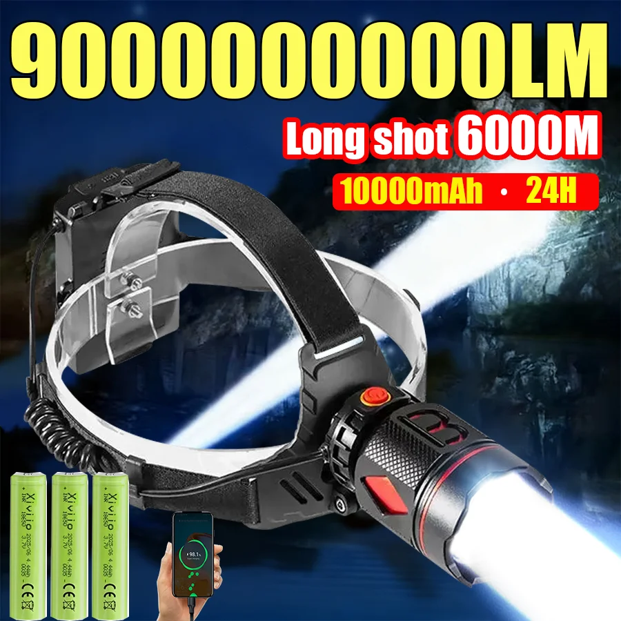 9000000000LM Ультра мощный светодиодный налобный фонарь, супер яркий 18650, перезаряжаемый налобный фонарь, 5000 м, налобный фонарик, фара для рыбалки и охоты
9000000000LM Ультра мощный светодиодный налобный фонарь, супер яркий 18650, перезаряжаемый налобный фонарь, 5000 м, налобный фонарик, фара для рыбалки и охоты