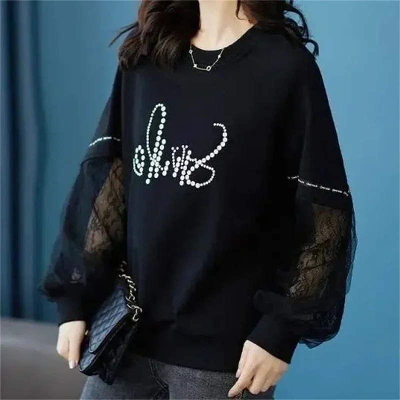Autumn Ladies Fashion Lace Sweatshirts Coat Lazy Wind Women New Loose Shirts Tops Female Solid Color Sweatshirt Jacket
Autumn Ladies Fashion Lace Sweatshirts Coat Lazy Wind Women New Loose Shirts Tops Female Solid Color Sweatshirt Jacket