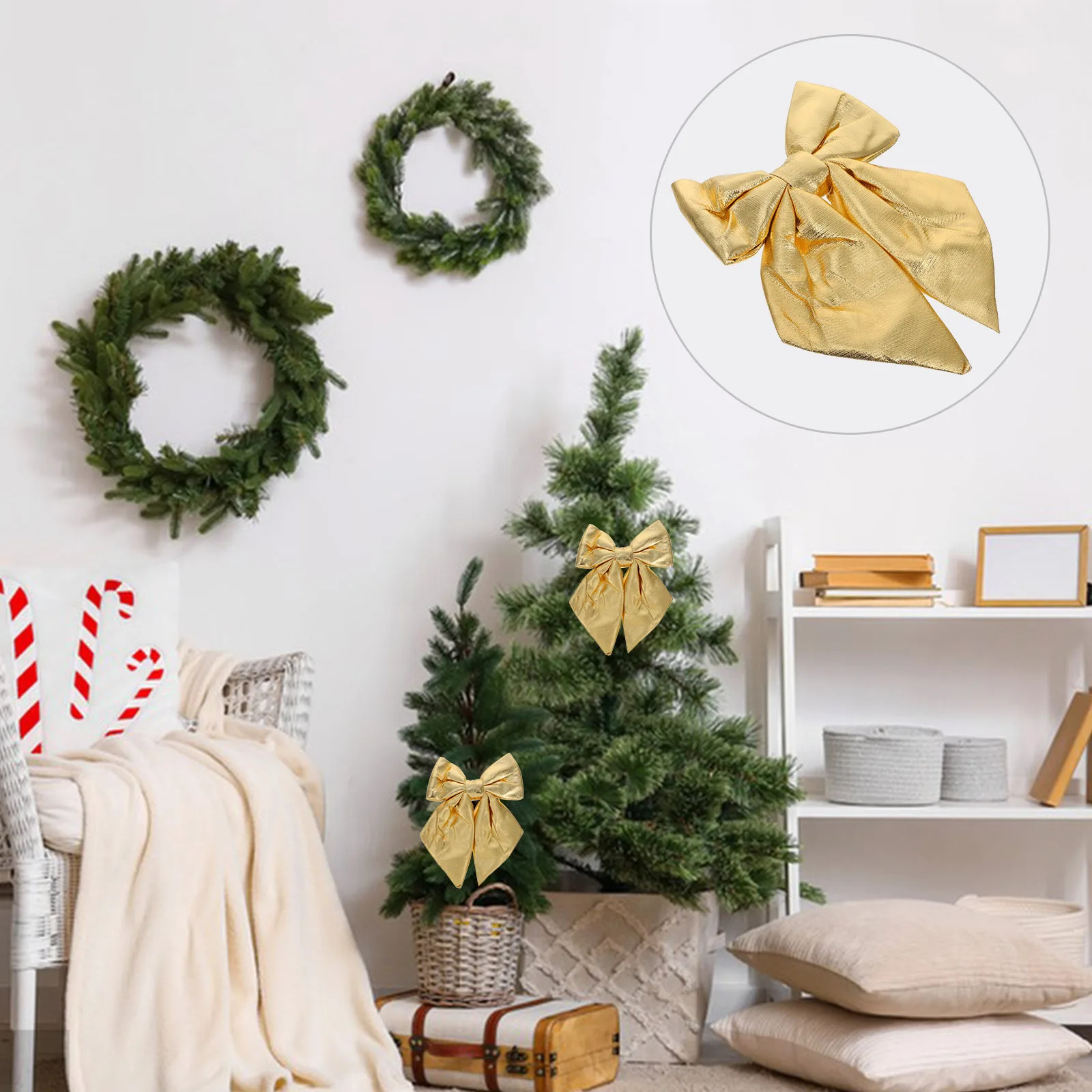 Festive Golden Large Bow Xmas Tree Toppers Exquisite Color Multiuse Christmas Decorations for Wreaths Fences Porches 
Festive Golden Large Bow Xmas Tree Toppers Exquisite Color Multiuse Christmas Decorations for Wreaths Fences Porches