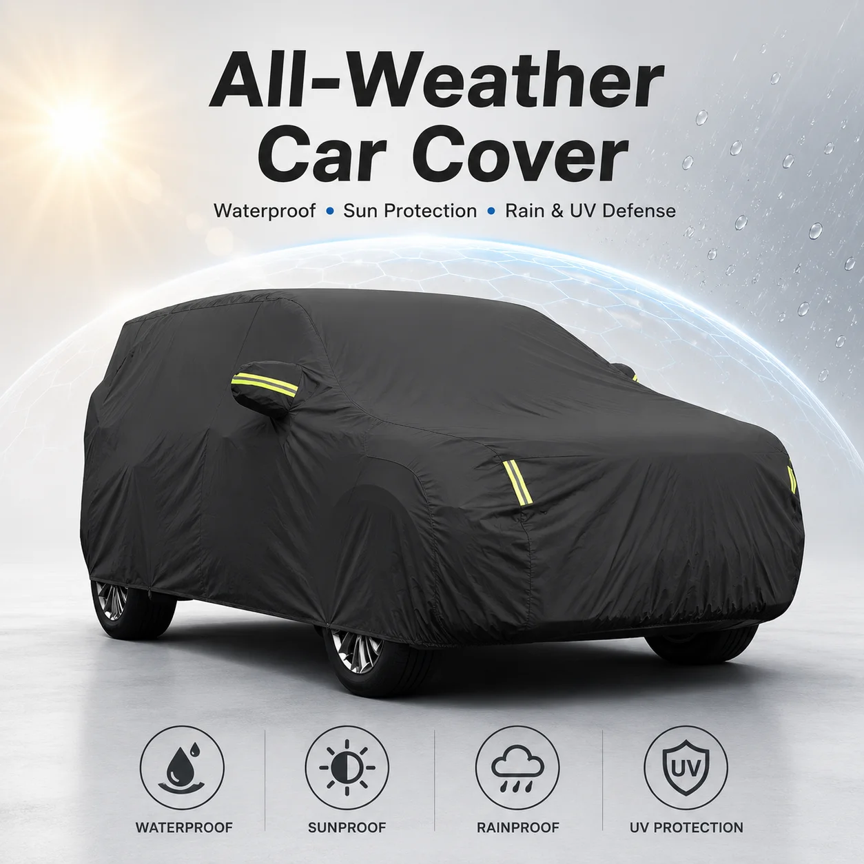 All Weather Car Cover Waterproof Sunproof Outdoor Vehicle Protector With UV Defense, Rain Snow Dust Protection For Sedan
All Weather Car Cover Waterproof Sunproof Outdoor Vehicle Protector With UV Defense, Rain Snow Dust Protection For Sedan